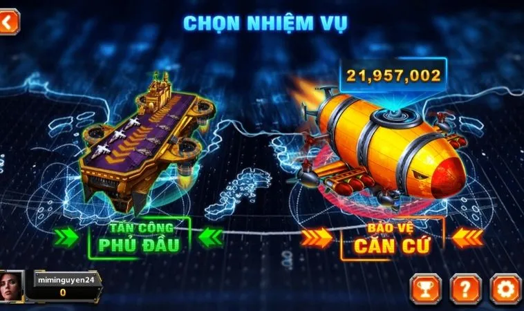 Chọn nhiệm vụ trong Bắn Cá Đại Chiến B52 Tại S666
