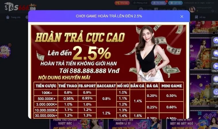 S666 Hoàn Trả Không Giới Hạn cực cao cho người chơi