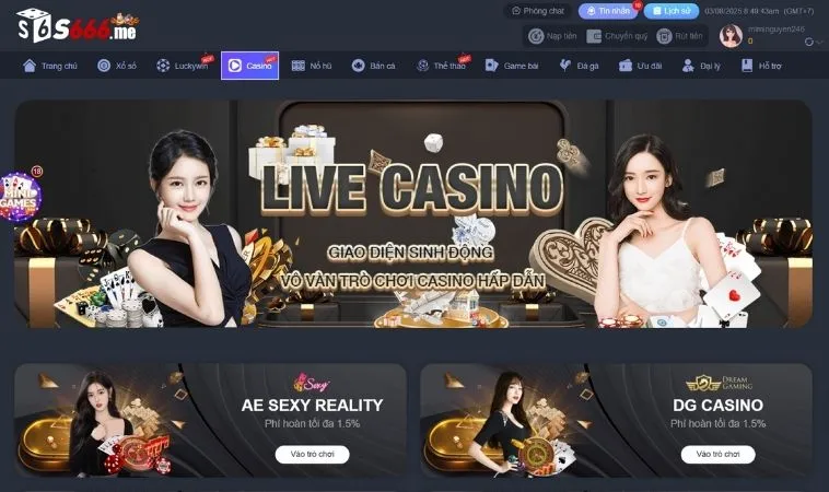 Sảnh Casino Online S666 hội tụ dàn dealer xinh đẹp